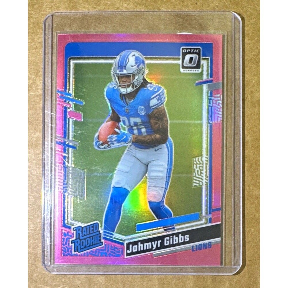Panini 2023 Donruss Optic Jahmyr Gibbs Rated Rookie Pink Prizm RC #236